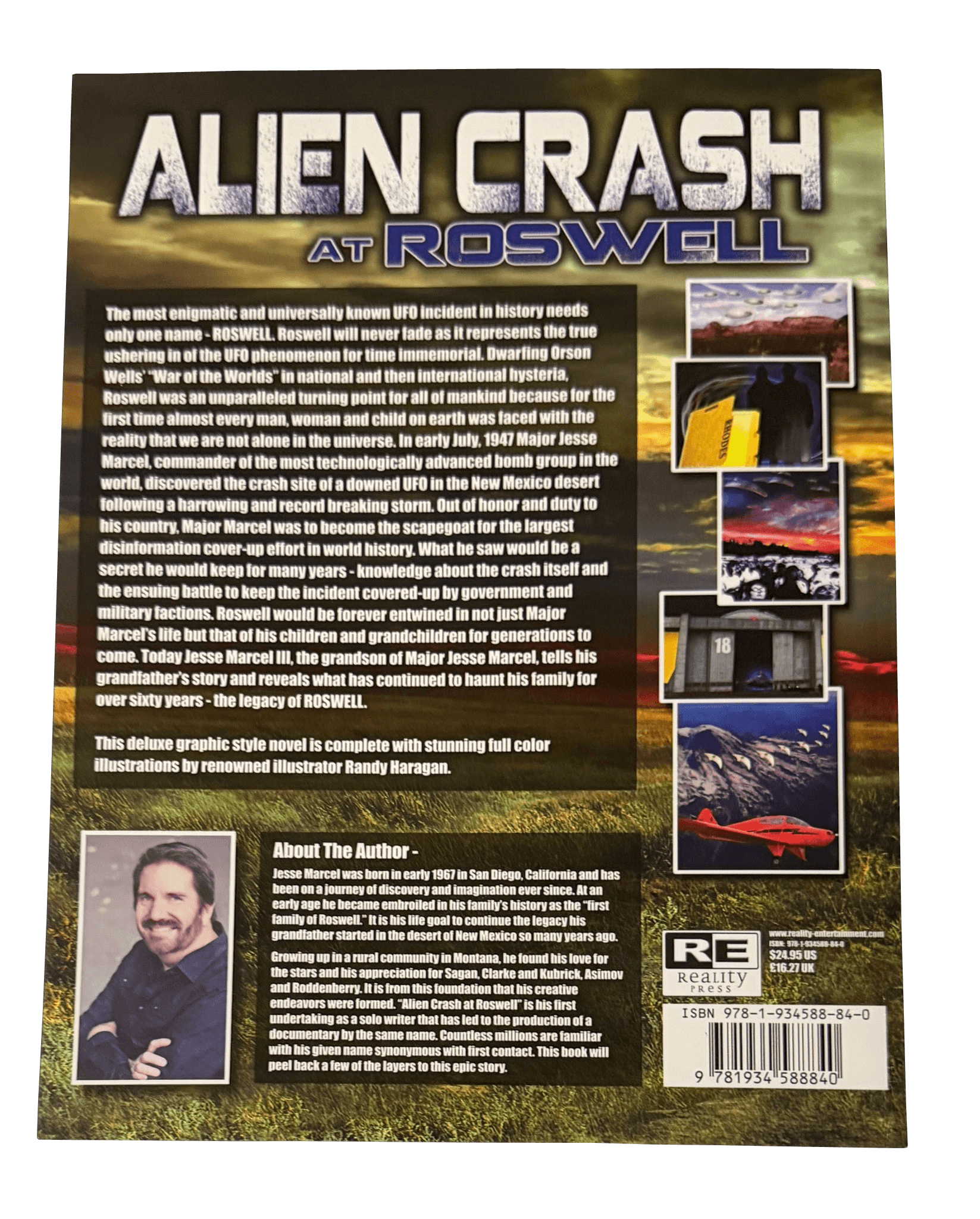 Back cover of Alien Crash at Roswell, published by Reality Press, ISBN 978-1-934588-84-0