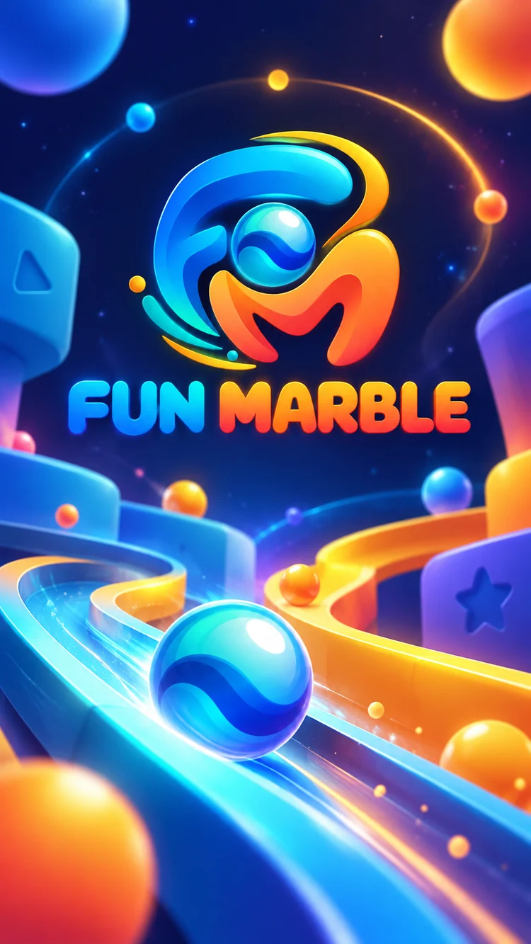 FunMarble’s approved mobile artwork, with colorful marbles and sweeping tracks